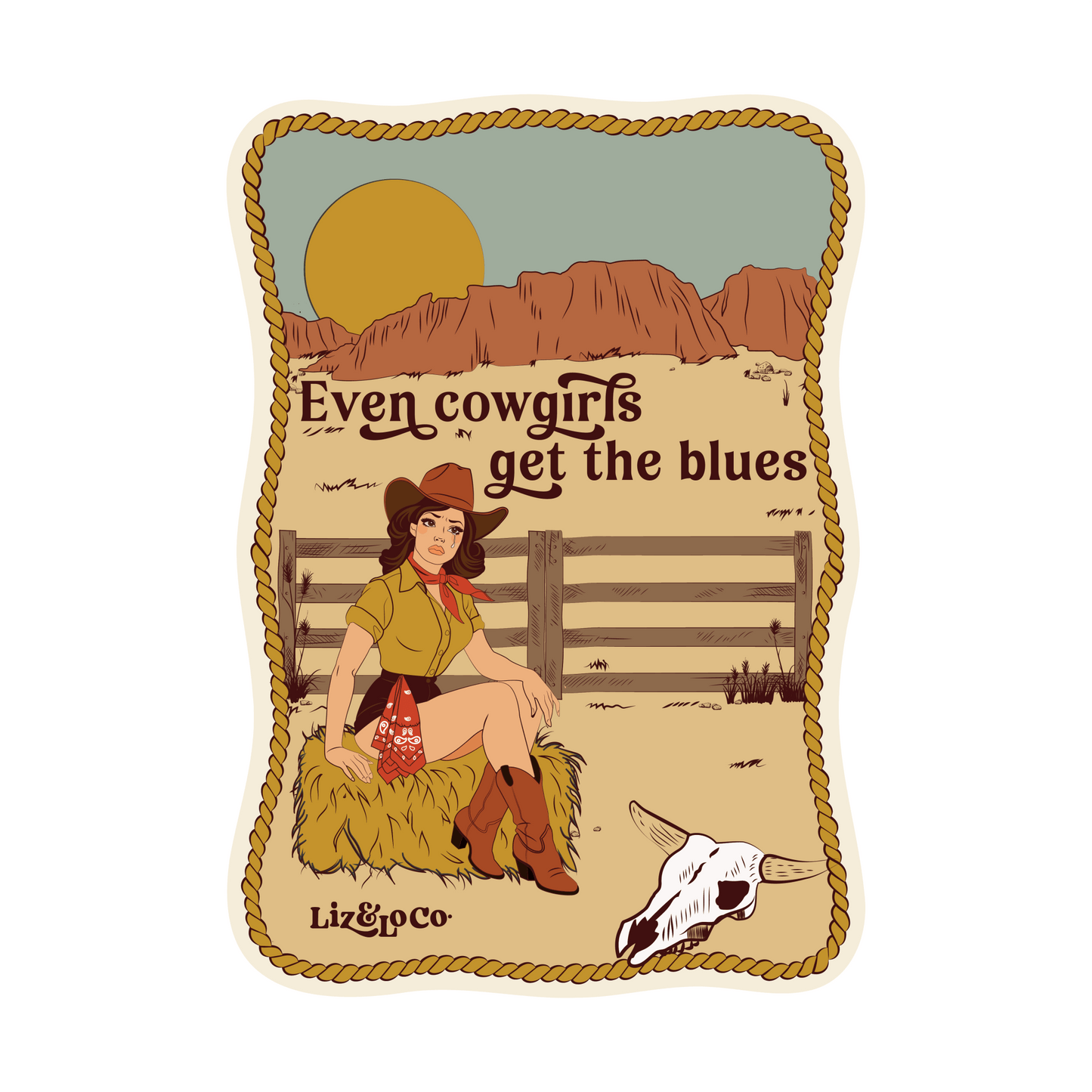 Cowgirl blues sticker - Liz and Lo Co