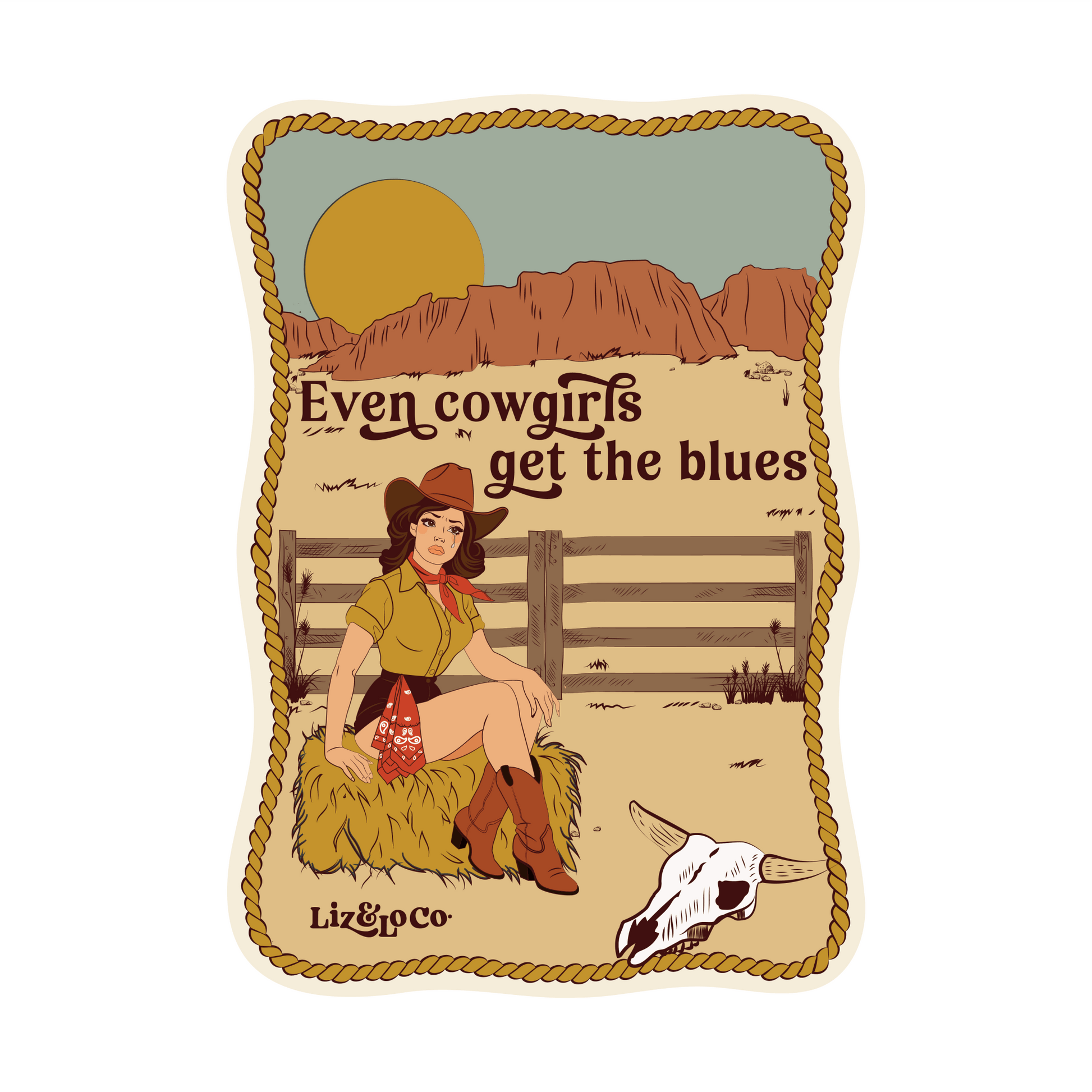 Cowgirl blues sticker - Liz and Lo Co